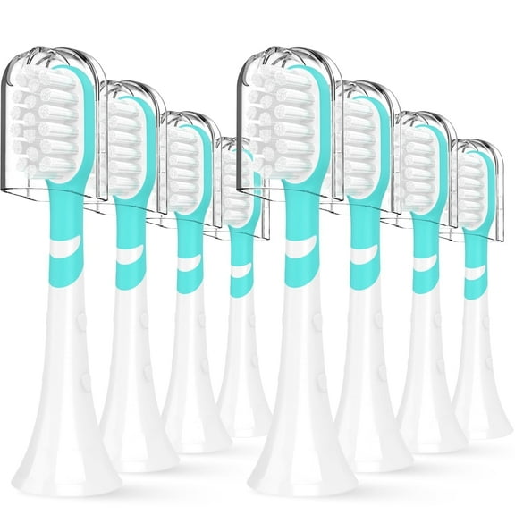 Kids Toothbrush Heads Compatible with Electric Philips  Handle 6032/94 6321 6340 6042 6320 6330, Replacement Heads Compact for Child 3-7 Years Old, Mini Brush Heads with Caps, 8 Pack Green
