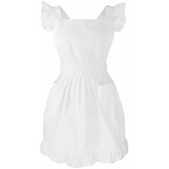 Kids Retro Adjustable Ruffle Apron Kitchen Baking Maid Costume (White)$$Home Decor, Kitchen, & Other