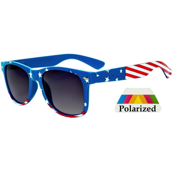Kids Retro Sunglasses - American Flag Frame / Smoke Polarized Lens