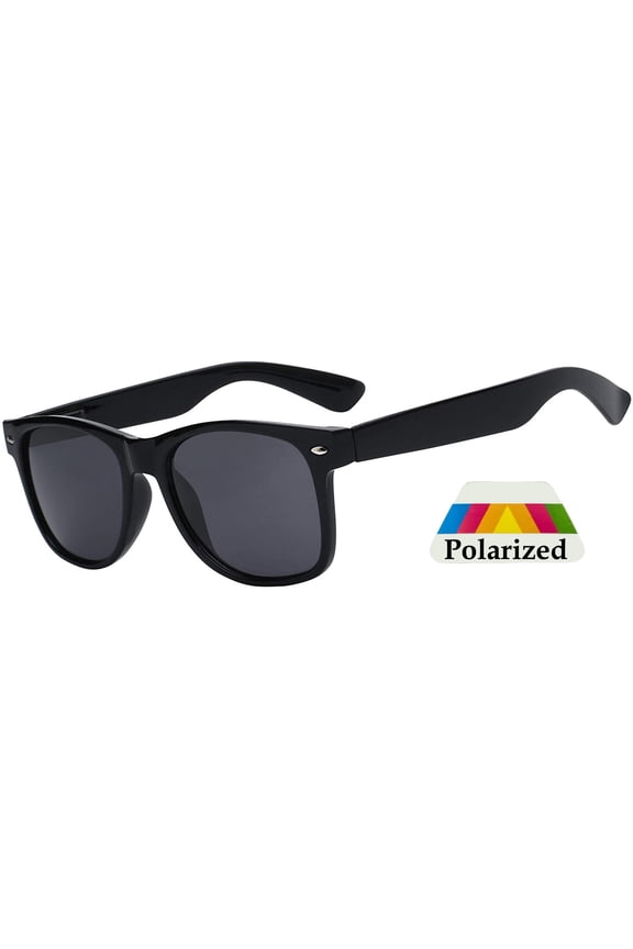 Kids Retro Sunglasses - Black Frame / Smoke Polarized Lens