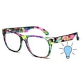 thumbnail image 1 of Kids Retro Sunglasses - Floral Turquoise Frame / Clear Anti-Blue Light Lens, 1 of 2