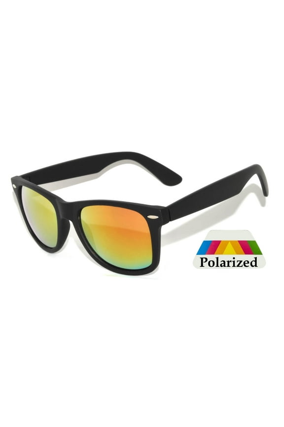 Kids Retro Sunglasses - Matte-Black Frame / Mirror Polarized Lens