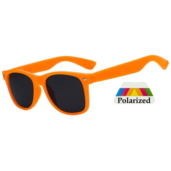 Kids Retro Sunglasses - Matte-Orange Frame / Smoke Polarized Lens