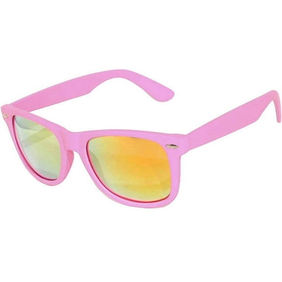 Kids Retro Sunglasses - Matte-Pink Frame / Mirror Polarized Lens
