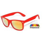 Kids Retro Sunglasses - Matte-Red Frame / Mirror Polarized Lens