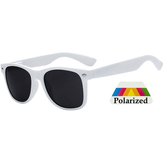 Kids Retro Sunglasses - Matte-White Frame / Smoke Polarized Lens