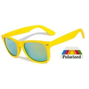Kids Retro Sunglasses - Matte-Yellow Frame / Mirror Polarized Lens