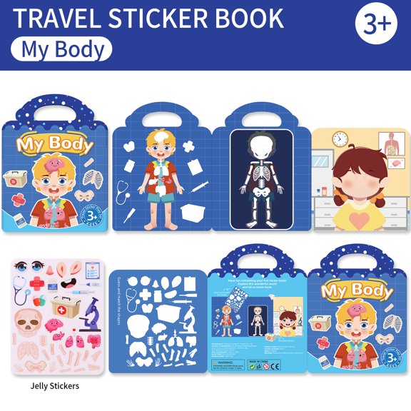 Kids' Reusable DIY Sticker Books Multi-Theme Bubble Sticker Jelly Stickers Portable Montessori Sticker Toy Gifts for Children