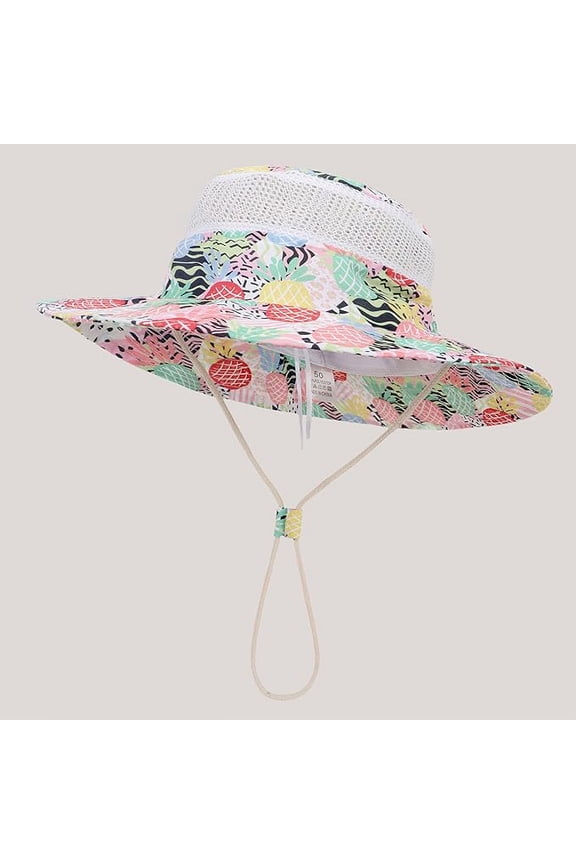 Kids Reversible Bucket Hat with Pineapple Print, for Boys & Girls Packable Fun & Cool Beach UPF 50+ Sun Protection Bucket Hat - Ages 2-13 Years