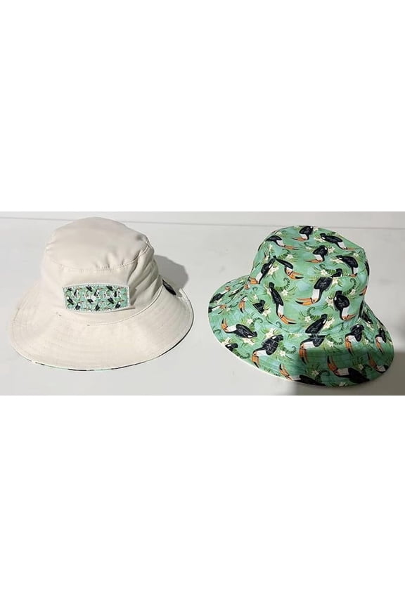Kids Reversible Bucket Hat with Toucan Print, for Boys, Packable Fun & Cool Beach UPF 50+ Sun Protection Bucket Hat - Ages 2-13 Years