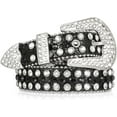 thumbnail image 1 of Kids Rhinestone Western Belt for Girls Boys, Cowboy Cowgirl Diamond Studded Bling Leather Belt, 1 of 8