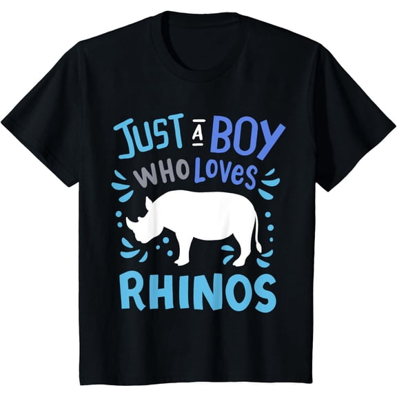 Kids Rhino Rhinoceros Just A Boy Who Loves Rhinos Gift T-Shirt men and women can wear, black, white, gifts