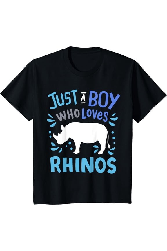 Kids Rhino Rhinoceros Just A Boy Who Loves Rhinos Gift T-Shirt