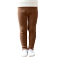 thumbnail image 1 of Kids Ribbed Knit Leggings, High Waist Elastic Slim Pants, Soft Stretchy Solid Color Tights for Kids Daily Layering Wear Brown 4-5 Years, 1 of 9