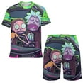 thumbnail image 1 of Kids Rick And Morty Athletic T-Shirt And Mesh Shorts Outfit Set Mesh Clothing Set for Boys, 1 of 7