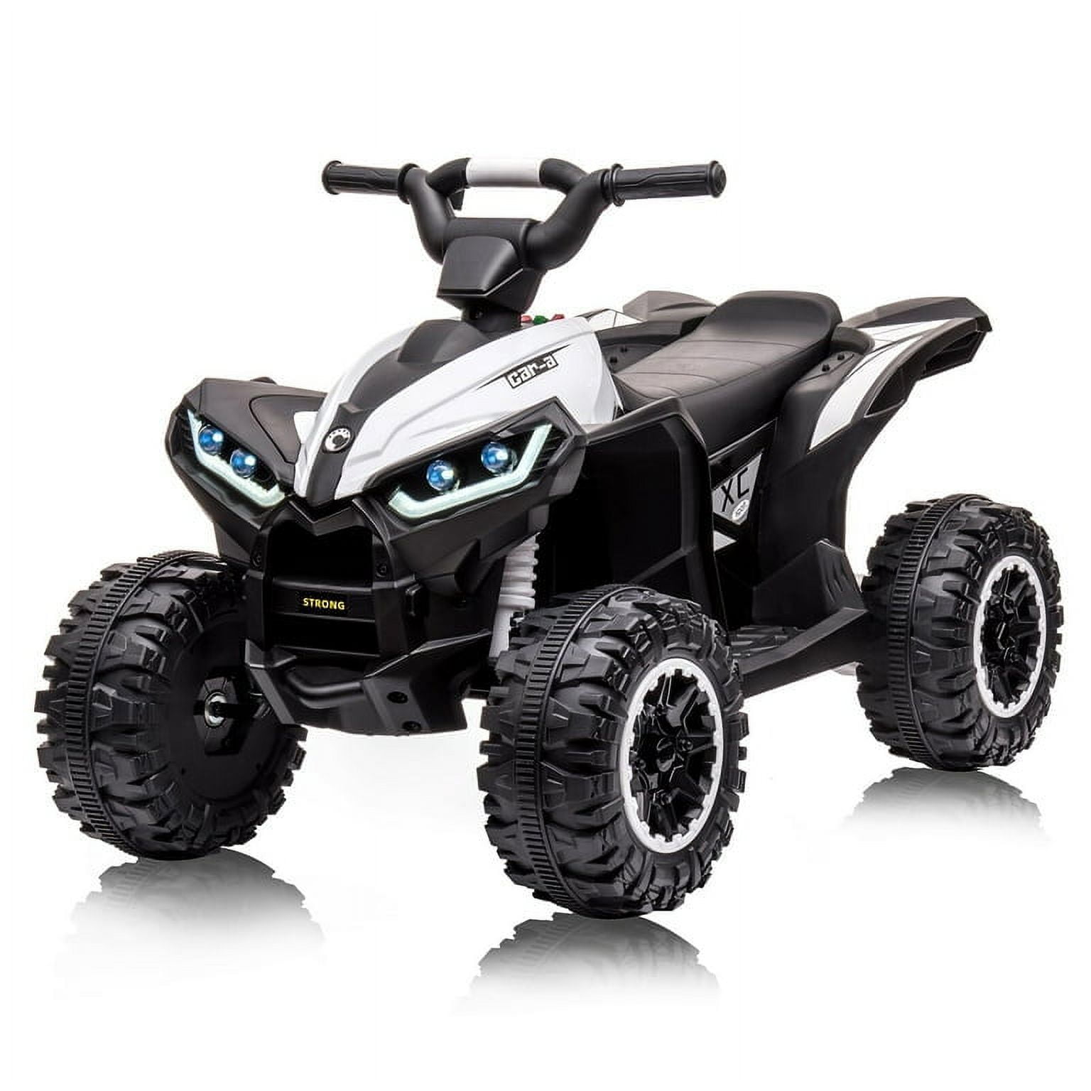 Kids Ride on Car, 12V Battery Powered Electric Vehicle with Remote Control, LED Lights, High & Low Speed, Music, Horn, USB, 4 Wheeler Quad Vehicle for Boys Girls Gifts, White