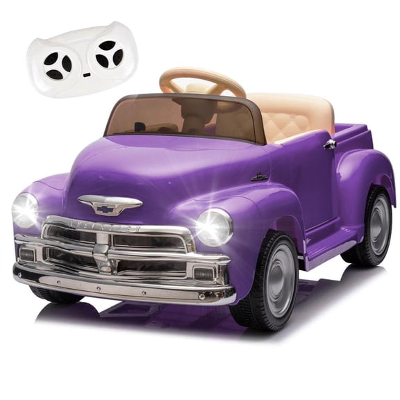 Ride-On Car 12V Licensed Chevrolet 3100 Pickup Battery Powered Motorized Electric Car, with 7AH Big Battery, 2.4G Remote Control, 3-Speeds, Storage Space, Music, Retro Style