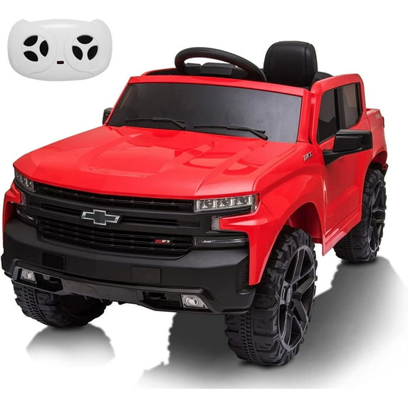 Kids Ride on Car with Remote Control, 12V Powered Wheels Licensed Chevrolet Silverado GMC Ride On Toddler Electric Vehicles for 3-8 Years, MP3,FM, Spring Suspension, LED Light,Red