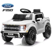 Ford Ride on Cars, 12V Ford F150 Raptor Powered Ride on Toys with Remote Control, Electric Car for Kids with Bluetooth/FM/Trunk, 4 Wheelers Truck for Toddlers Boys Girls Ages 3-6, White