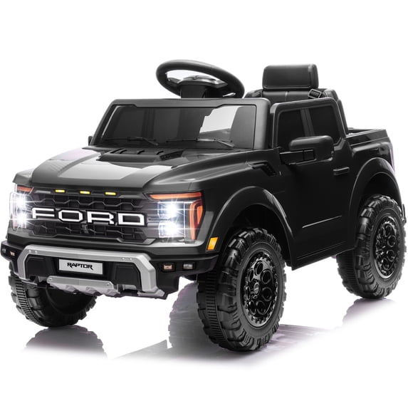 iYofe 12V Ford F150 Raptor Powered Ride on Truck Car with Remote, Bluetooth, FM, 4 Wheel Electric Car for Kids Toddlers Ages 3-5, Black