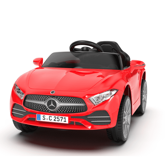 Kids Ride on Cars, 12V Powered Mercedes Benz Ride on Toys w/Remote Control, Music, Bluetooth, LED Light, USB, Power Display, Four Wheel Suspension Electric Car for Toddlers 3-6 Year Olds, Red