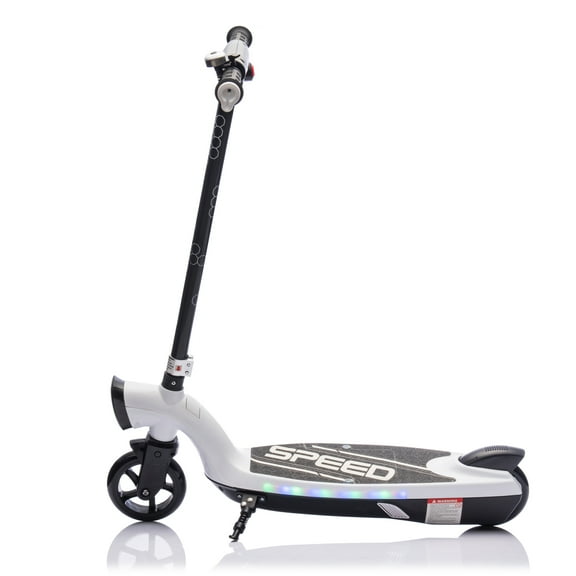 Kids Ride On Electric Scooter With Kickstand,Scooter Bell,Faster Speed And Longer Usage Time,Rear Brake,Wider Pedal,Non-Slip Handle,Colorful LED Lights,5.59-6.84 MPH For Kids 6+.