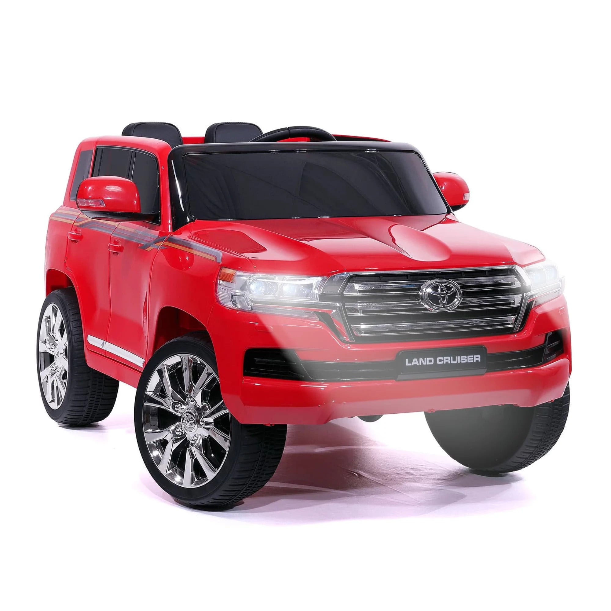 Kids Ride-On Car 2 Seaters,12V Toyota Land Cruiser Electric SUV Police Car Battery Powered Toy Truck with Remote Control,2 Motors, 3 Speeds, Music, Horn, LED Lights
