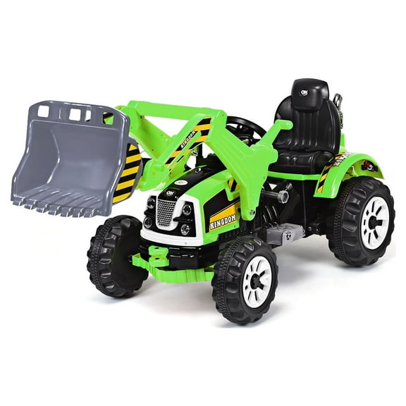Costway Kids Ride On Excavator Truck 12V Battery Powered w/Front Loader Digger Green