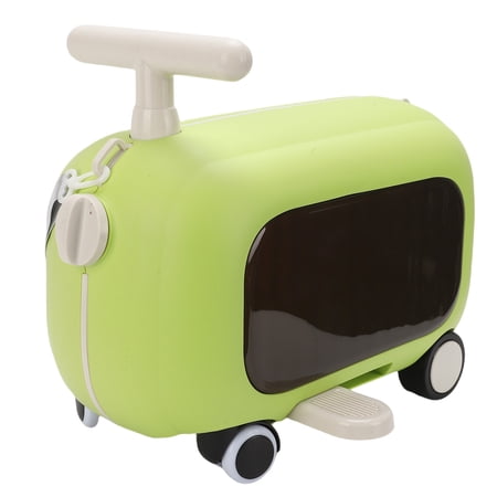 Kids Ride On Luggage 18-inch Travel Suitcase, 90 Degree Folding Pedal Rideable Toddler Case, Green