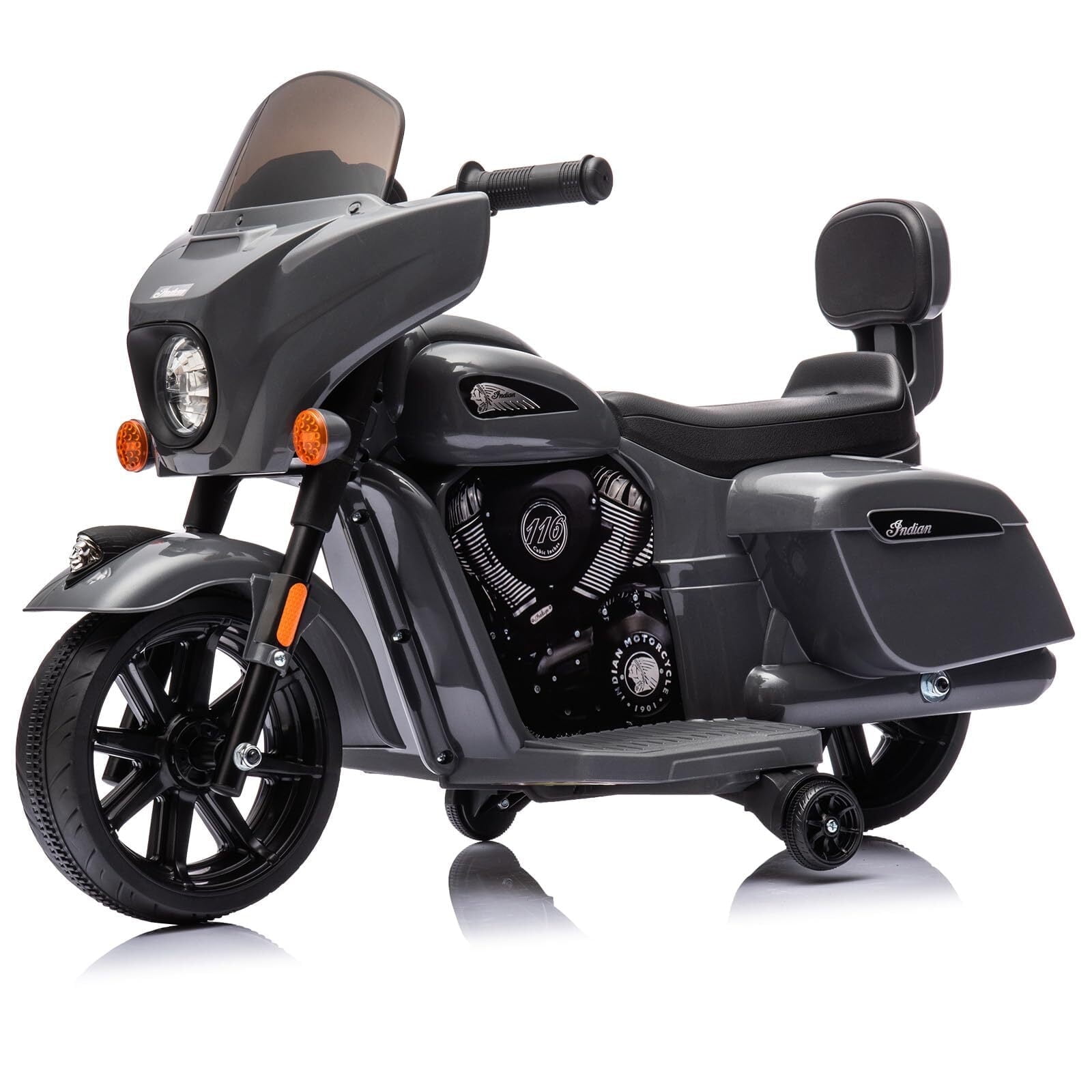 Kids Ride On Motorcycle, Licensed Indian 6V Ride on Toy Electric Motorcycle with USB, AUX，Music and Headlight for Toddler Boys and Girls