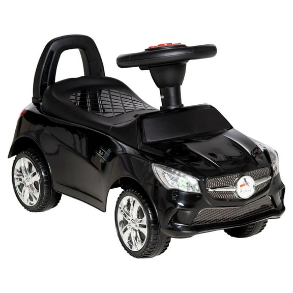 Kids Ride On Push Car, Foot-to-Floor Walking Sliding Toy Car for Toddler with Working Horn, Music, Headlights and Storage, Black