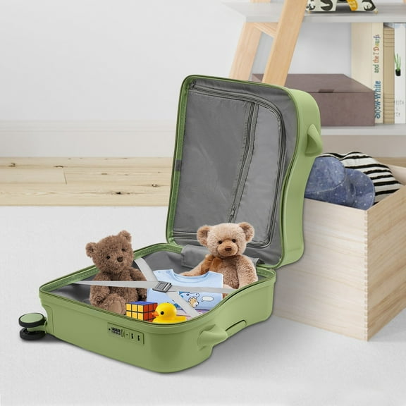 Kids Ride-On Suitcase with 33.6QT Capacity, Password Lock, Adjustable Pull Rod, 4 Silent Wheels, Durable ABS Construction Perfect for Travel and Fun (Ages 3-6)
