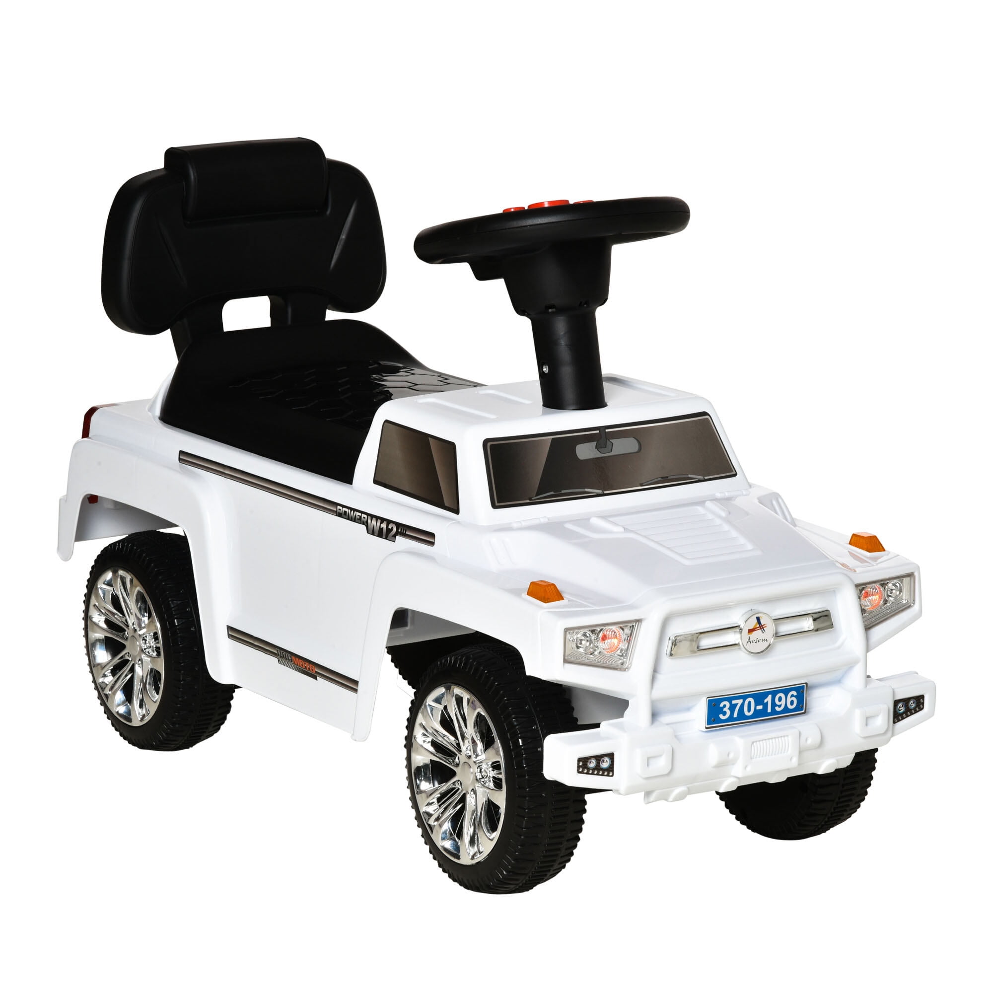 Kids Ride On Push Car,Suv Style Sliding Walking Car for Toddle with Horn,Music,Working Lights,Hidden Storage and Anti-Dumping System,White,White Metal Toys Kids Bikes Riding Toys