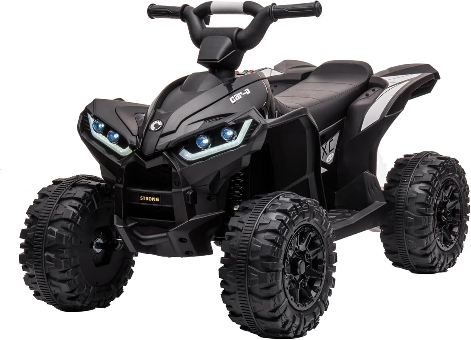 12V Black Quad Kids Ride-On Electric ATV with LED Lights