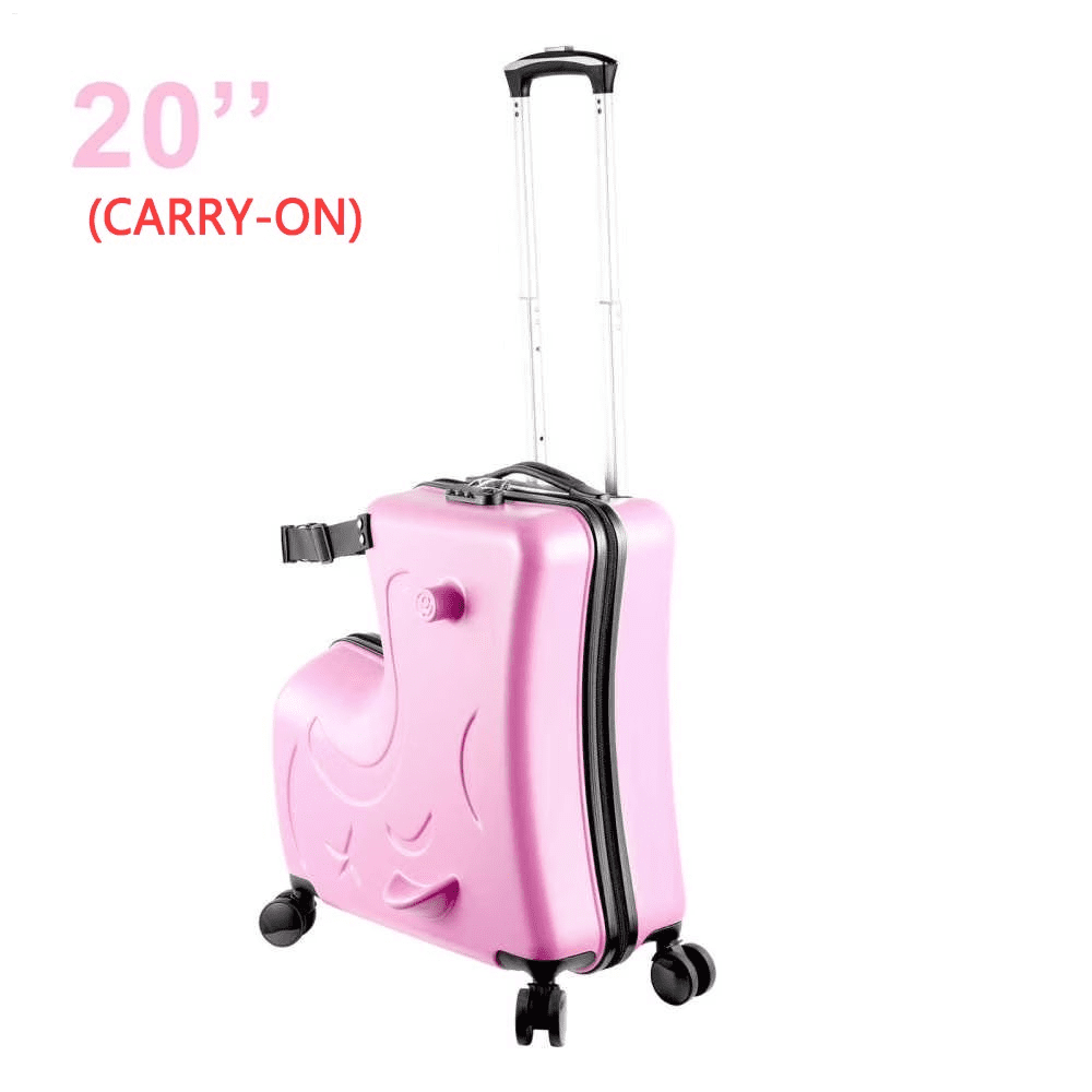 Kids Ride on Luggage | Toddler Luggage Seat Ride on | Kids Travel Suitcase with Safety Belt, Wheels for Toddler Airplane Travel (20inches)