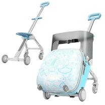 Wheelive 20" Kids Carry-On Suitcase with Spinner Wheels, Ride-on Luggage for Easy Travel, 2-in-1 Baby Stroller Case, Blue