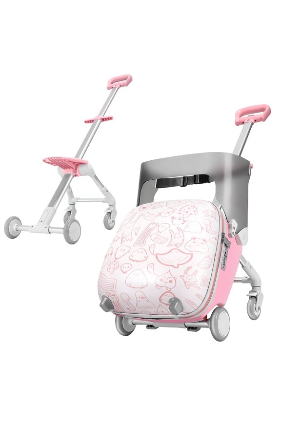 20" Kids Ride-On Suitcase with Spinner Wheels, Carry-On Luggage with Kids Seat, Fun Ride-On for Airplane Travel, Pink