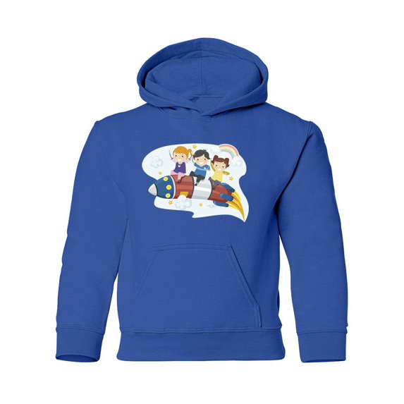 Kids Riding A Rocket Hoodie Juniors -Image by Shutterstock, Small