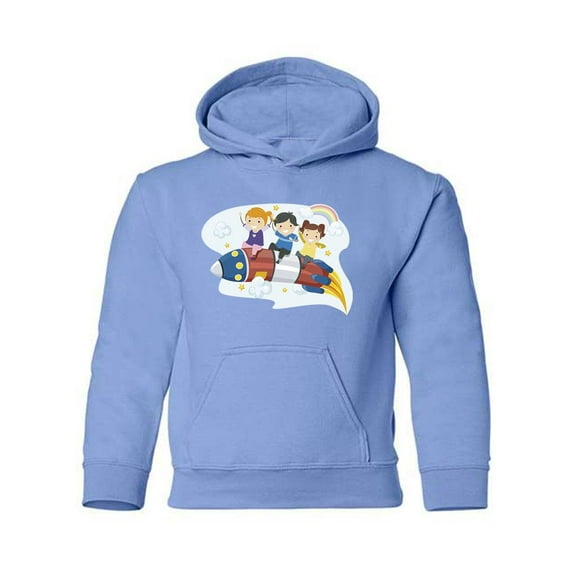 Kids Riding A Rocket Hoodie Juniors -Image by Shutterstock, x-Large