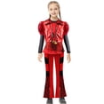 thumbnail image 1 of Kids Red Costume Girls Short Sleeves Jacket Top Flared Pants Wig 4pcs Halloween Princess Dress up 5-15Y, 1 of 7