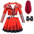 thumbnail image 1 of Kids Rise Red Costume Girls Zipper Jacket Long Sleeve Princess Dress Birthday Halloween Dress up Outfit, 1 of 6