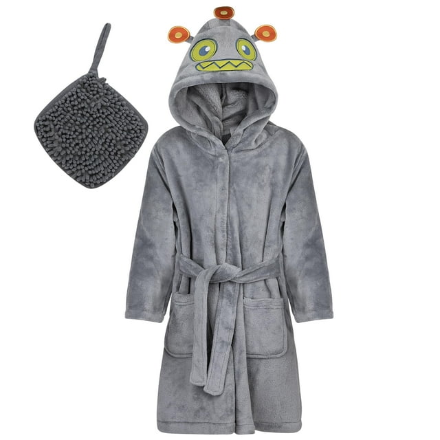 Kids Robes for Boys Robe Soft Plush Hooded Fleece Bathrobe - Gift Robes ...