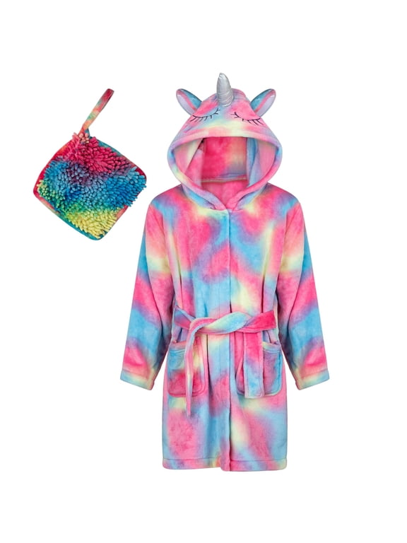 Kids Robes for Girls Robe Soft Plush Hooded Fleece Bathrobe - Unicorn Gifts for Girls Age 6-8