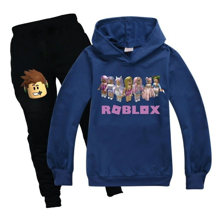 Kids Roblox Outfit Sets Cotton Hoodie Pants Long Sleeve Pullover Sweatshirt for Boys and Girls Durable 3D Print Gamer Clothing Perfect