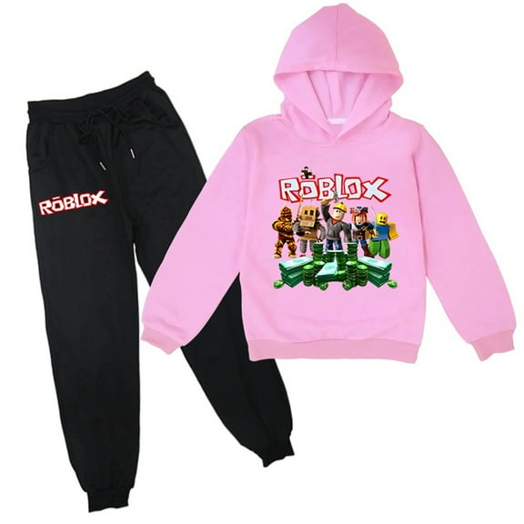 Kids Roblox Pullover Sweatshirt Hooded and Sweatpants Set-Comfy Soft Long Sleeve Hoodie 2 Piece Outfits for Boys