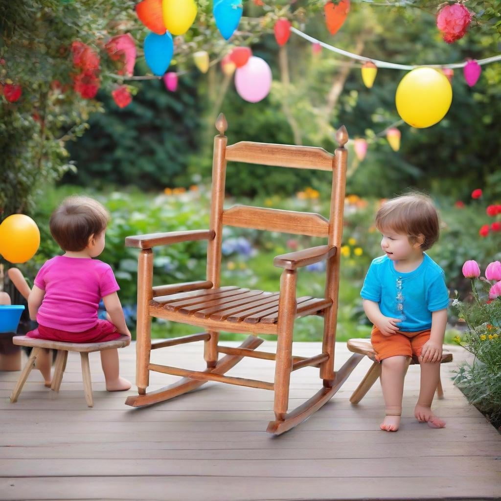 Kids Rocking Chair - Wood Indoor/Outdoor Rocker for 3-7Children ...
