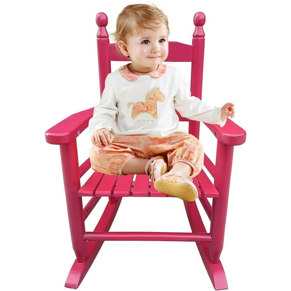 Kids Rocking Chair, Toddler Hardwood Rocker for Boys, Girls,Balconies,Porches,Children's Rooms, Red