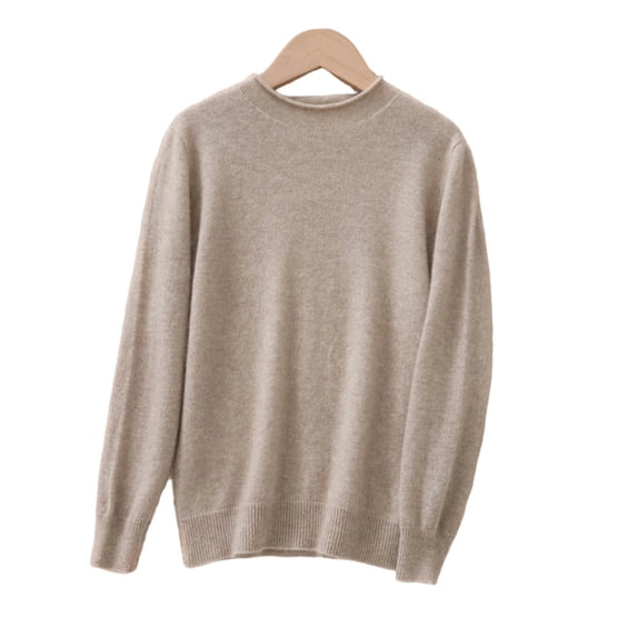 Kids Roll Mock Neck Sweater, Solid Color Long Sleeve Knit Pullover, Basic Warm Top For Boys & Girls Brown 5-6Years