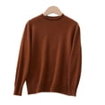 thumbnail image 1 of Kids Roll Mock Neck Sweater, Solid Color Long Sleeve Knit Pullover, Basic Warm Top For Boys & Girls Khaki 3-4Years, 1 of 4