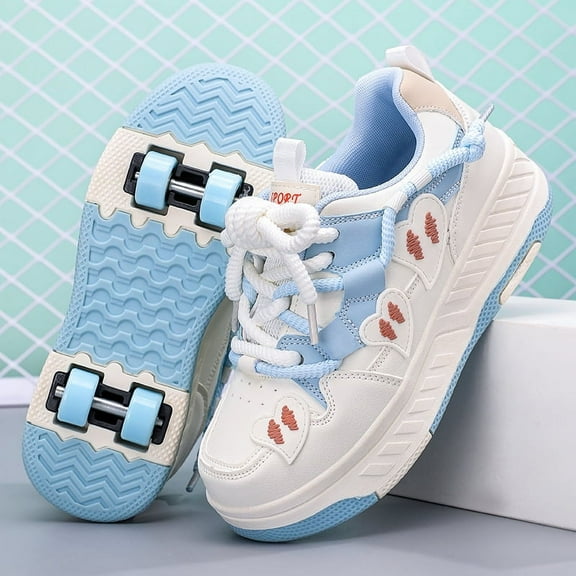 Kids Roller Shoes Sneakers with Wheels - Premium Sport Roller Skate Sneaker for Boys Girls Christmas Birthday Children Show Gift